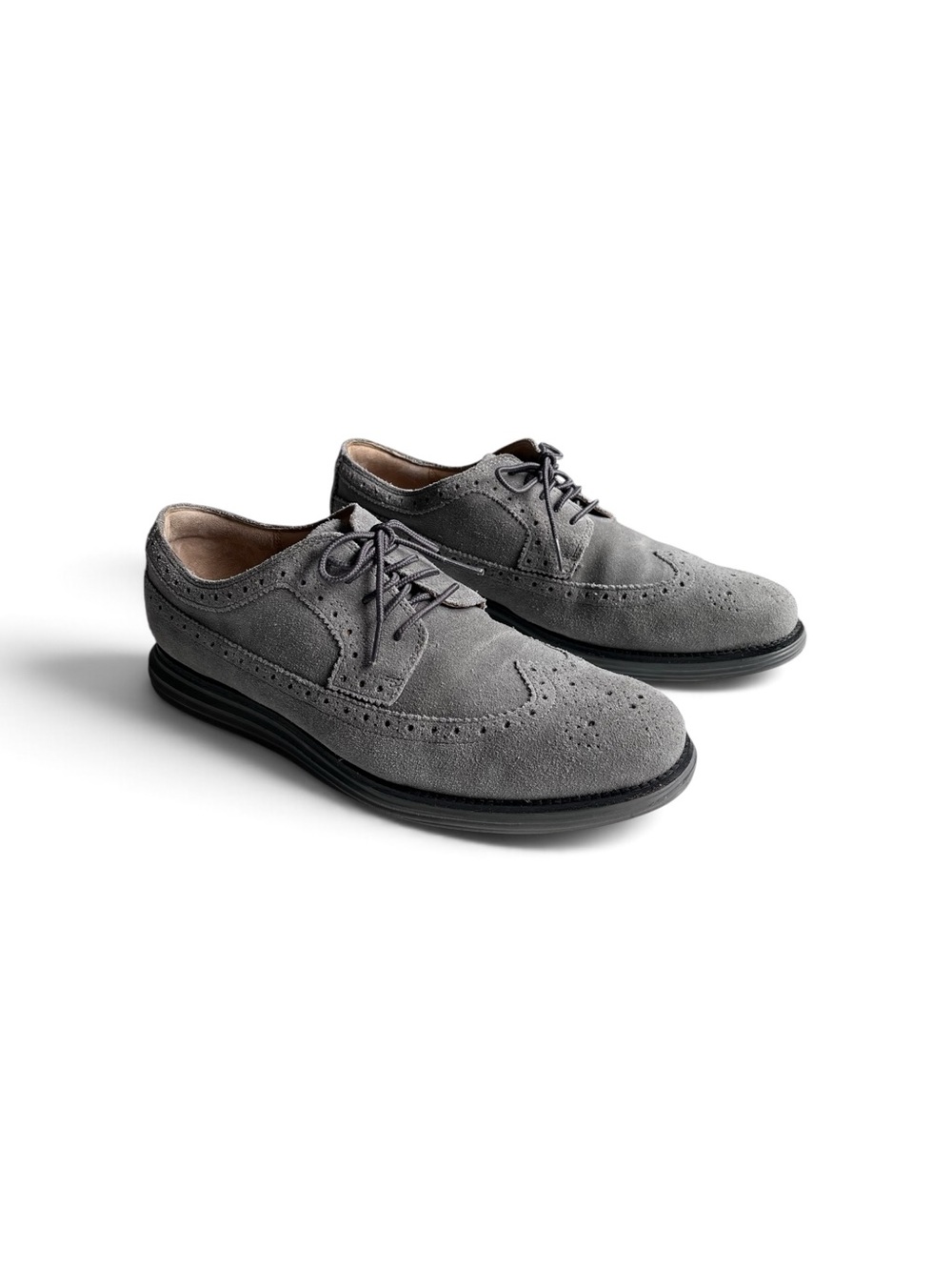 Cole Haan LunarGrand Suede Wingtip Oxford Shoes – Grey